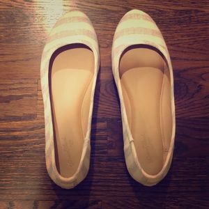 White and Gray Striped Flats